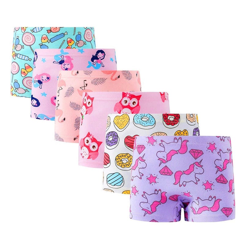 Cczmfeas Girls Hipster Cotton Underwear Boyshort Panties 6 Pack (C-6 Pack, 5-6 Years) - Image 1